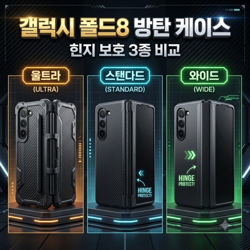 갤럭시Z 폴드8 힌지보호 케이스 3종 비교, 울트라 일반형 와이드 도대체 뭐가 다를까?