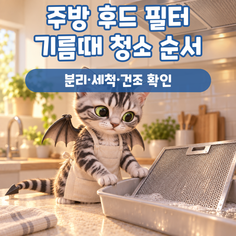 주방 후드 청소, 기름때가 굳기 전에 필터부터 빼는 순서