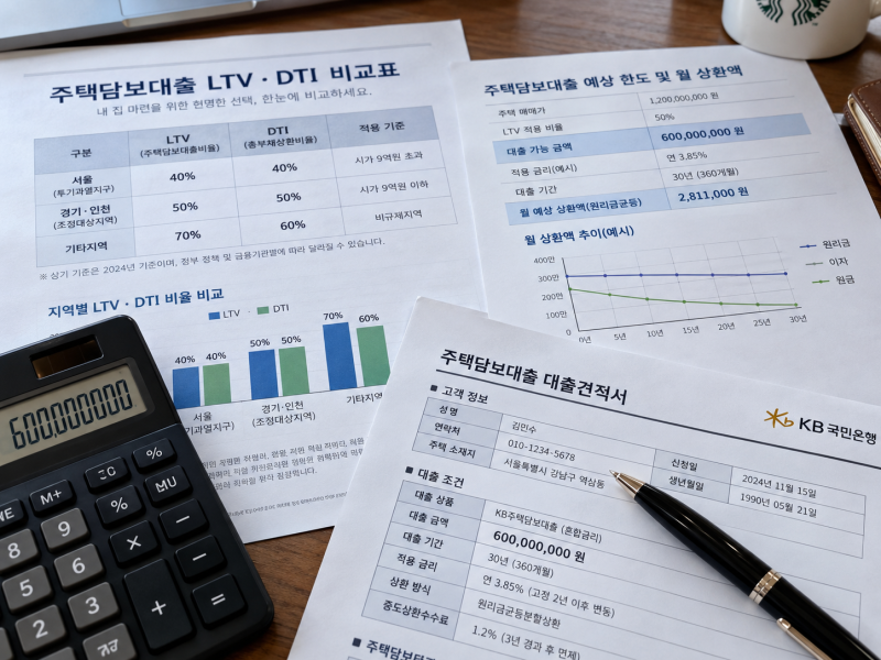 주택담보대출 LTV·DTI·DSR 규제 완벽 정리와 내 집 마련 대출 한도 계산법
