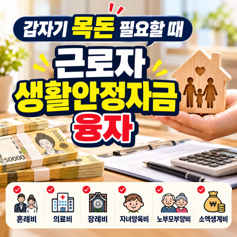 2026 근로자 생활안정자금 융자｜혼례비·의료비·장례비·소액생계비 신청방법