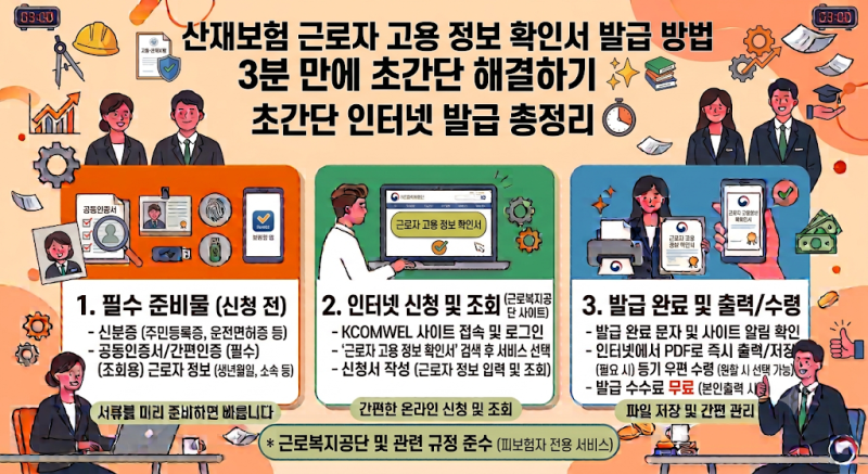 산재보험 근로자 고용 정보 확인서 발급 방법 3분 만에 초간단 해결하기