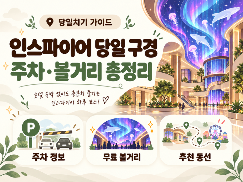 인스파이어 숙박 없이 당일 구경｜E주차장·무료주차·오로라·로툰다 볼거리 총정리