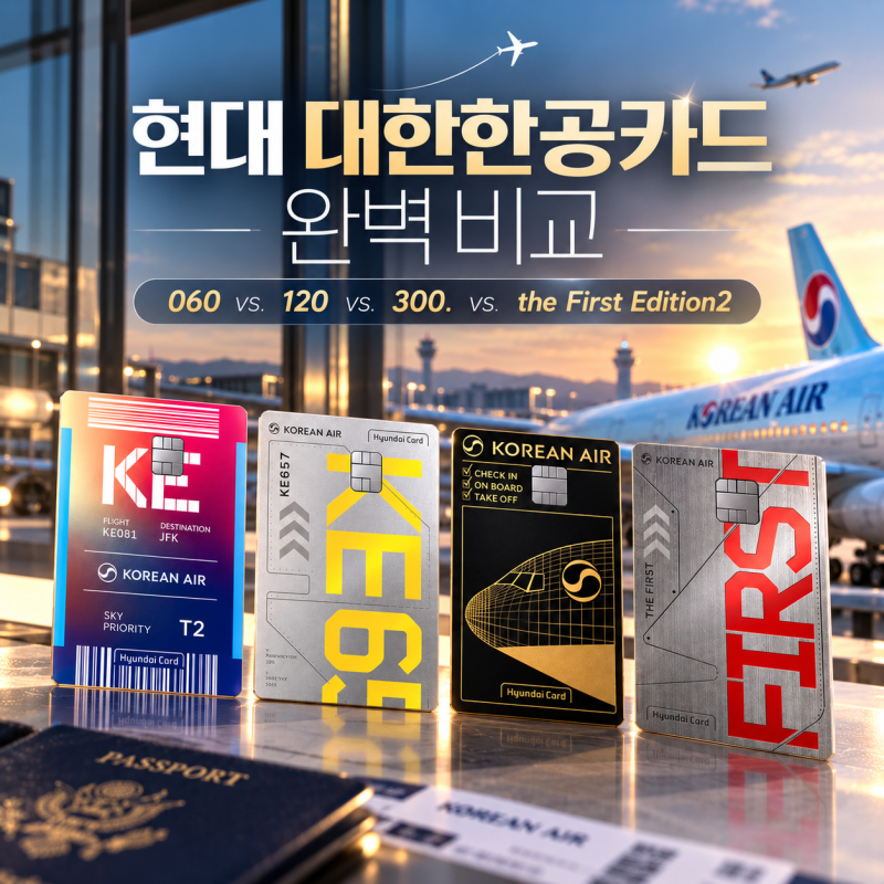 현대카드 대한항공 마일리지 060 vs 120 vs 300 vs the First Edition2 완벽 비교 추천