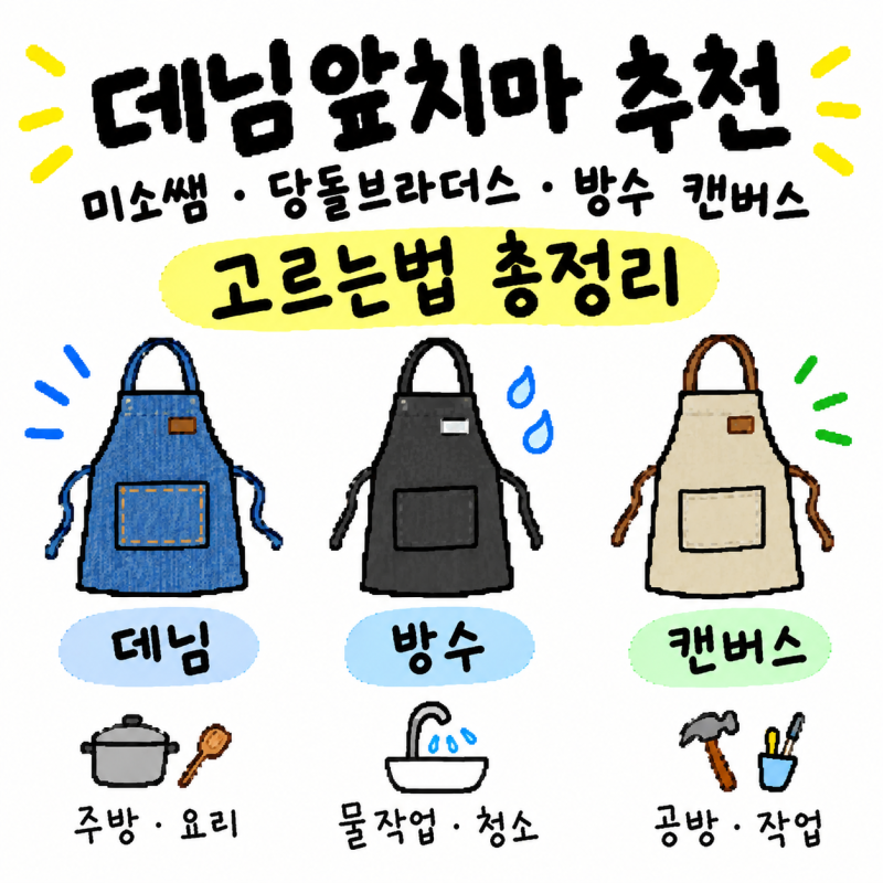 데님앞치마 추천 미소쌤 당돌브라더스 방수 캔버스 고르는법 총정리