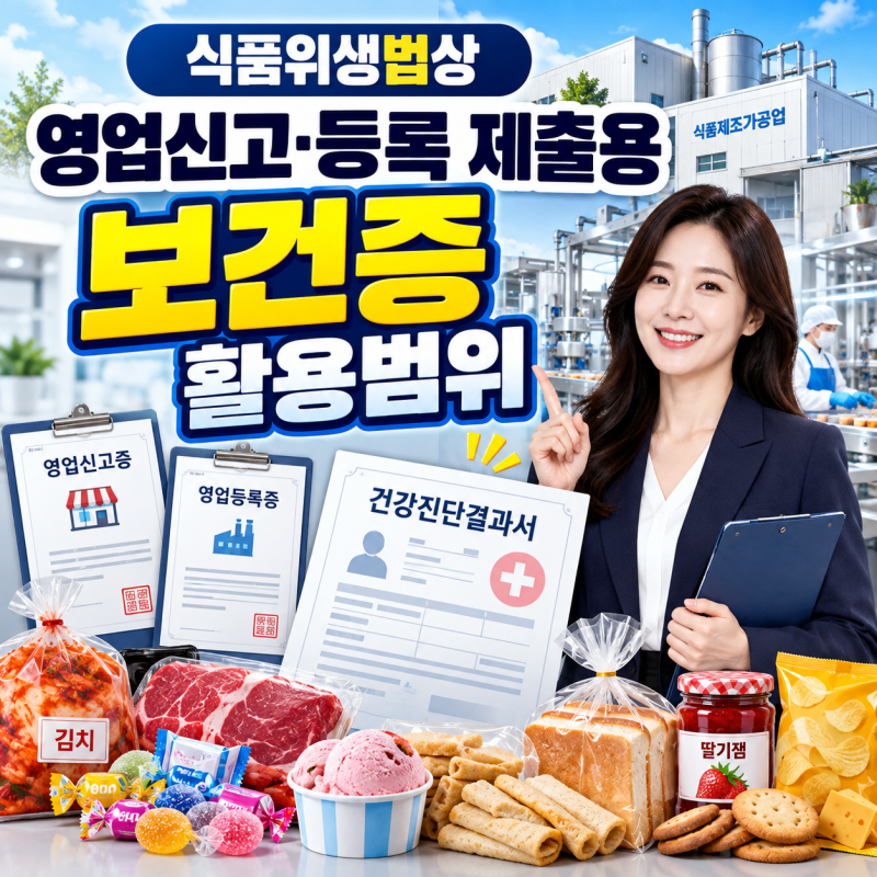 식품위생법상 최초의 건강진단서나 보건증은 어느 영업신고나 등록에도 제출할 수 있나?