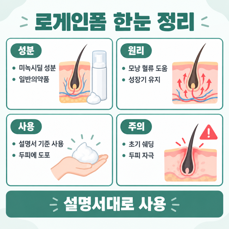 로게인폼 사용법, 액상과 다른 폼 제형 특징부터 주의사항까지 정리