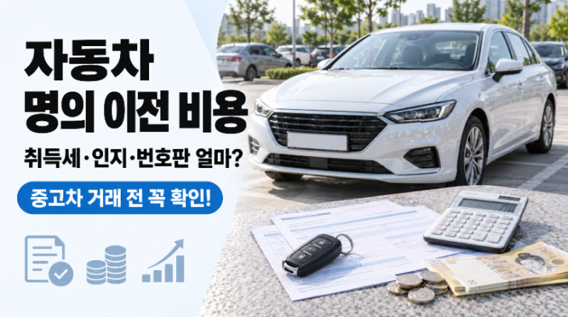 자동차 명의 이전 비용 총정리｜취득세·공채·수입인지·번호판 비용은 얼마?