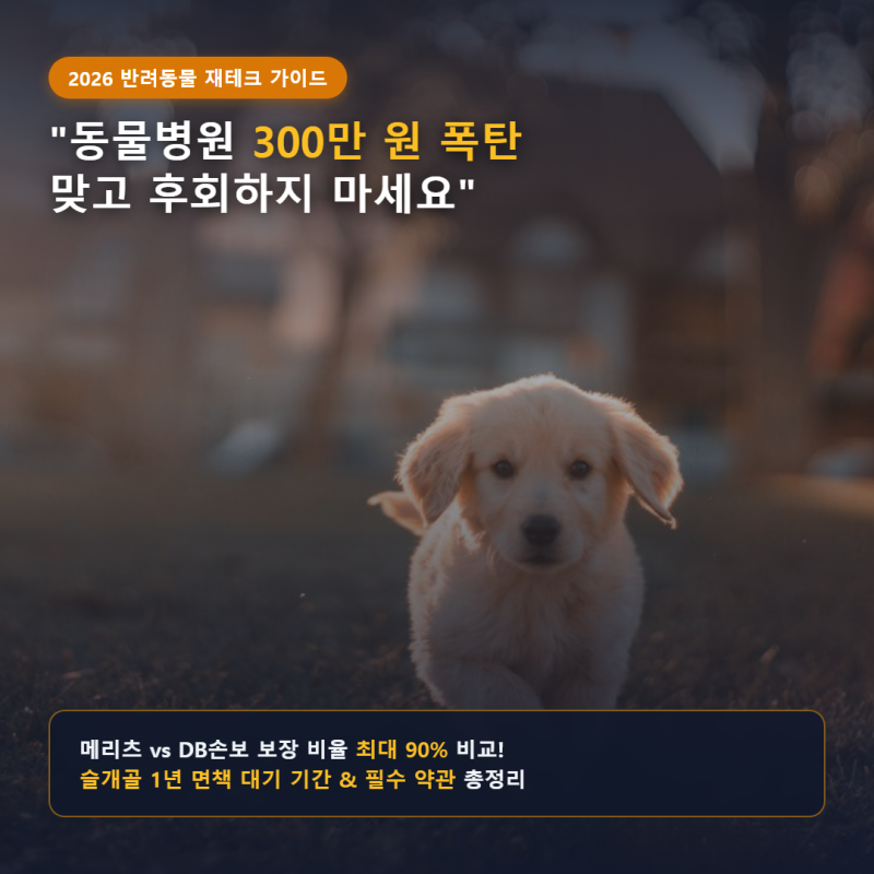 "동물병원 진료비 300만 원 폭탄 맞고 눈물 흘렸습니다" 2026 펫보험 보장 비율 90% 비교와 슬개....