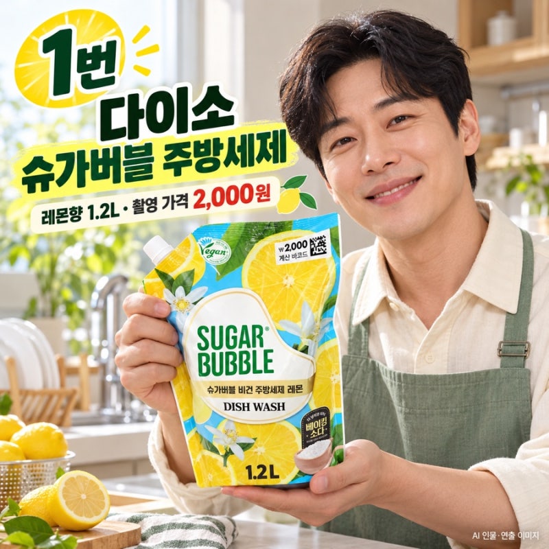 다이소 주방세제 슈가버블 레몬향 1.2L, 2,000원 리필 가격·사용법