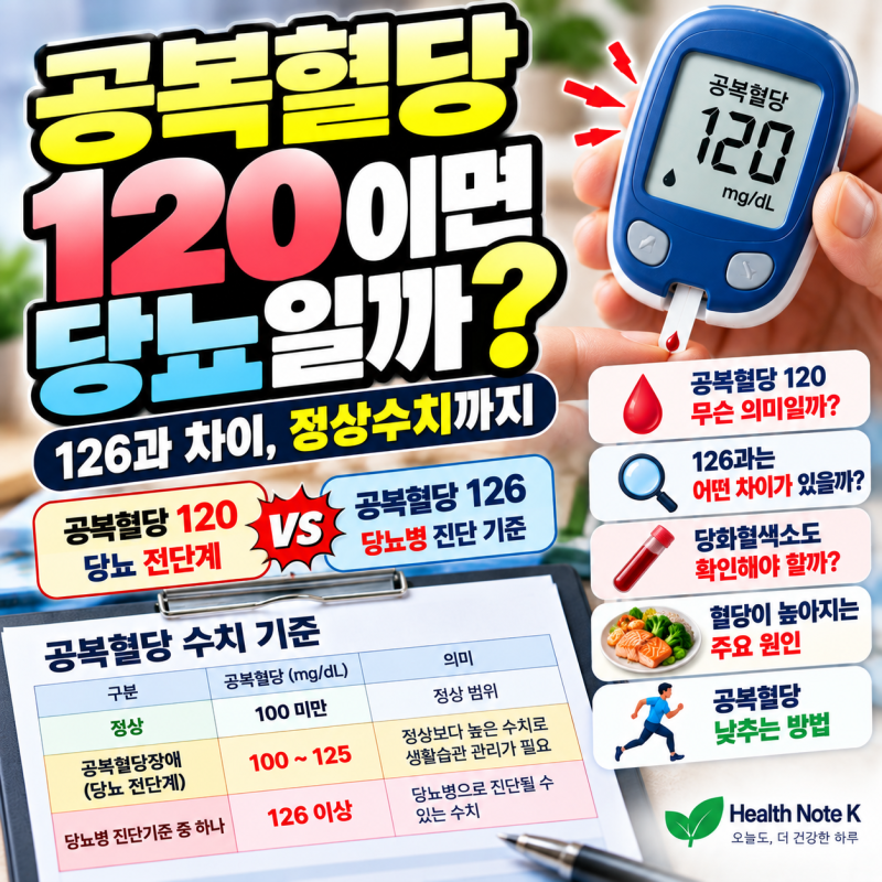공복혈당 120이면 당뇨일까? 126과 차이 정상수치까지