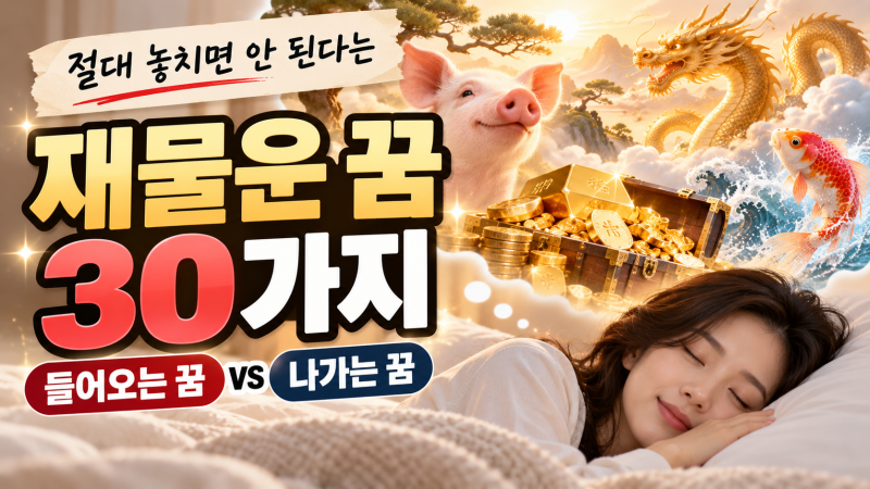 절대 놓치면 안 된다는 재물운 꿈 30가지 / 들어오는 꿈 vs 나가는 꿈, 같은 꿈도 의미가 달라....