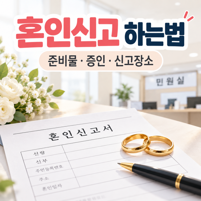 혼인신고 하는법 준비물부터 증인 2명, 혼자 가도 될까?