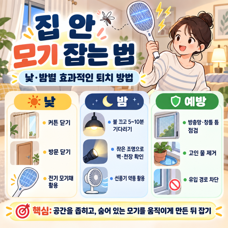 집 안 모기 잡는 법 총정리｜낮·밤별 가장 효과적인 모기 퇴치 방법