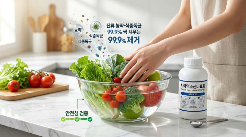 차아염소산나트륨 과일 세정제, 진짜 안전할까? (락스로 야채를 씻는다고요?!) 잔류 농약·식....