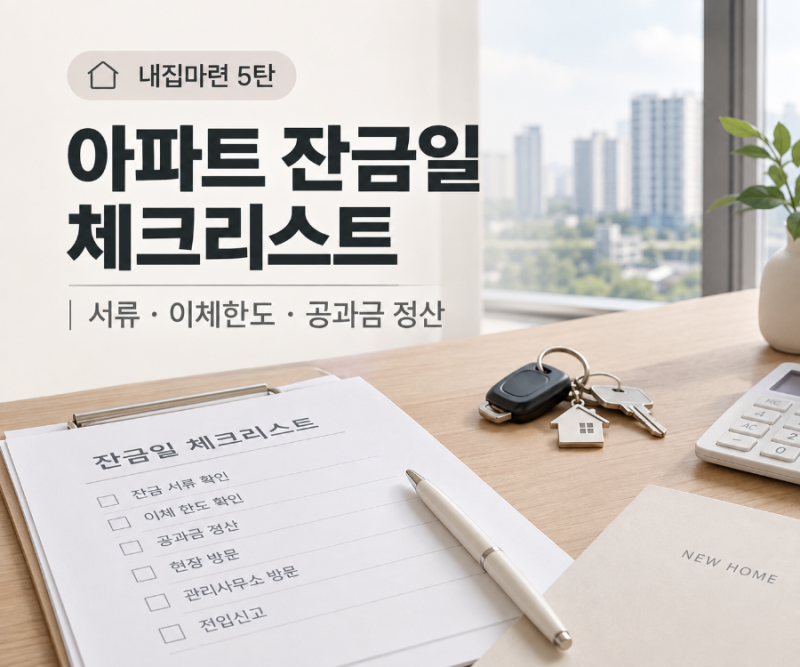 [내집마련 5탄] 아파트 잔금일 체크리스트｜서류·이체한도·공과금 정산
