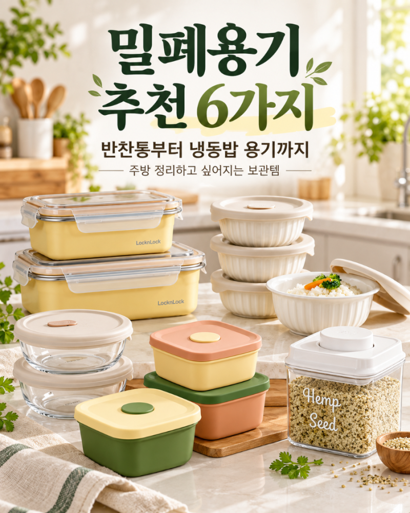 밀폐용기 추천 6가지｜반찬통부터 냉동밥 용기까지, 주방 정리하고 싶어지는 보관템