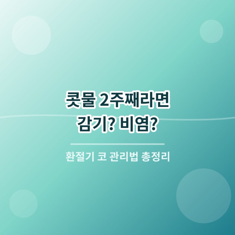 알레르기 비염과 감기 차이, 환절기 코 관리법 총정리