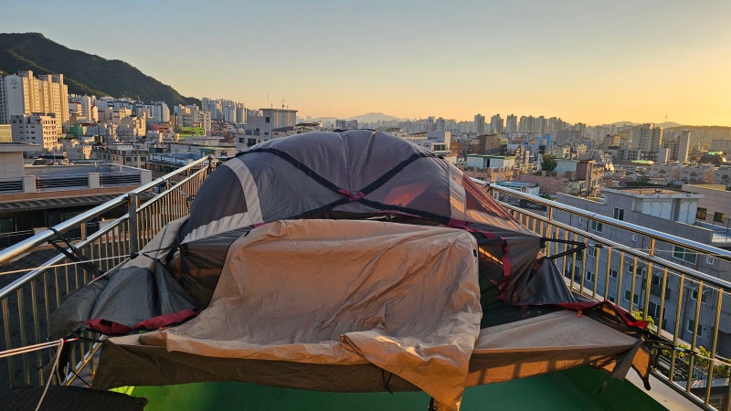 텐트 곰팡이 자국 제거와 세탁...
