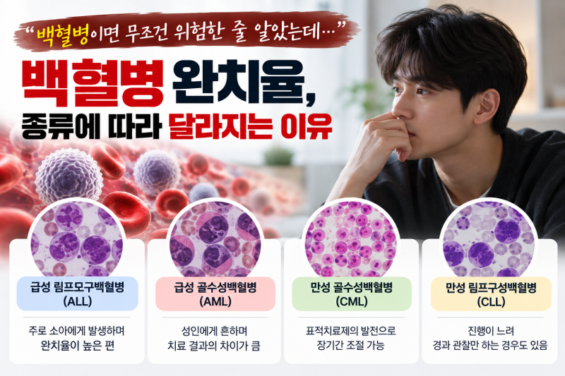 백혈병이면 무조건 위험한 줄 알았는데 백혈병 완치율, 종류에 따라 달라지는 이유