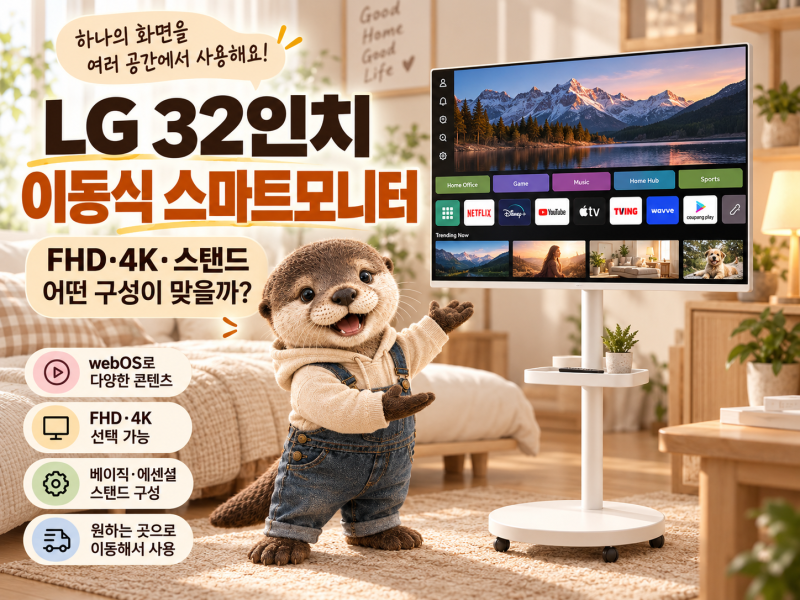 LG 이동식 스마트모니터 32인치, FHD·4K·스탠드 뭐가 맞을까?