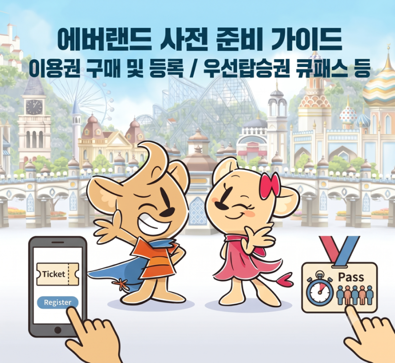 [2026 에버랜드 방문 가이드] 자유이용권 앱 등록 방법 및 대표자 동반 등록 설정 팁 & 우선탑....