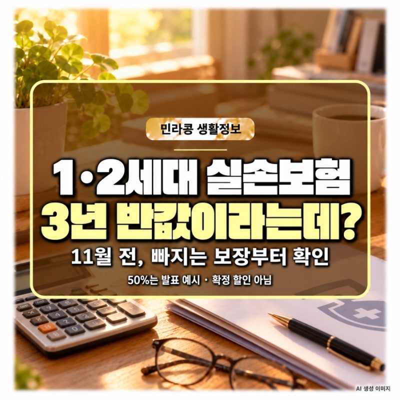 1·2세대 실손보험료 3년 반값? 11월 바꾸기 전 빠지는 보장부터 보세요