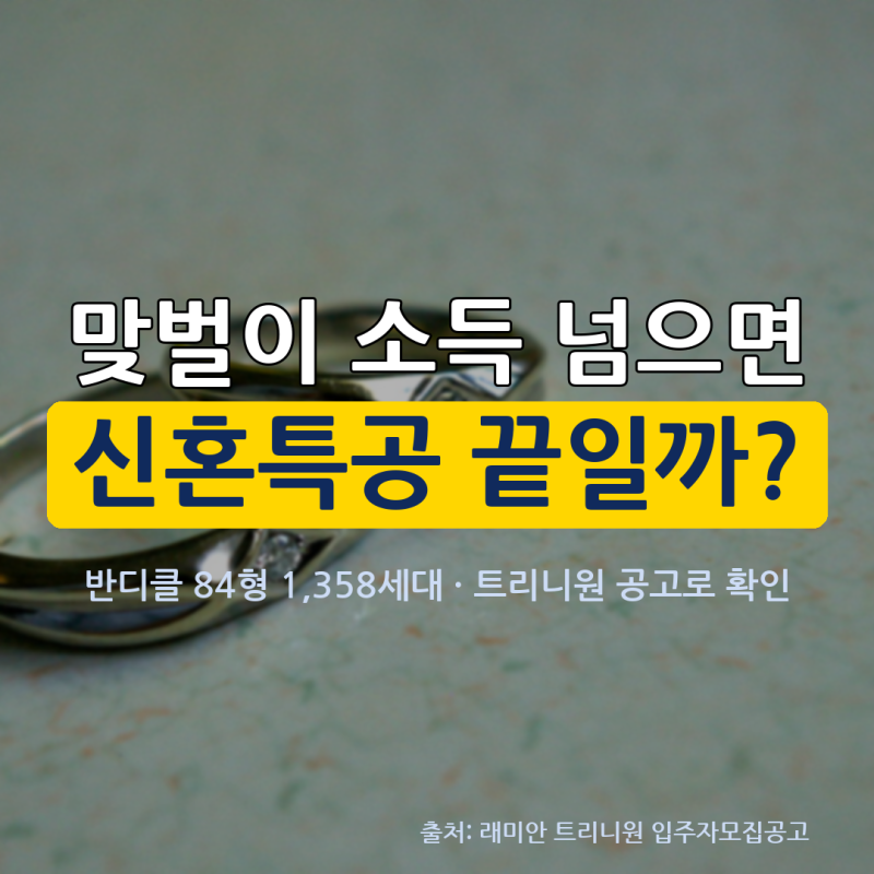 반디클 신혼부부 특공, 맞벌이 160% 넘으면 끝인 줄 알았는데..