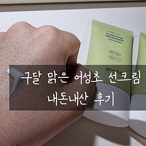 구달 맑은 어성초 진정 수분 선크림 내돈내산 후기, 백탁 없이 부드럽게 발려요