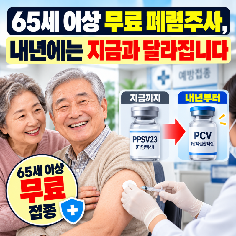 65세 이상 무료 폐렴주사, 내년에는 지금과 달라집니다