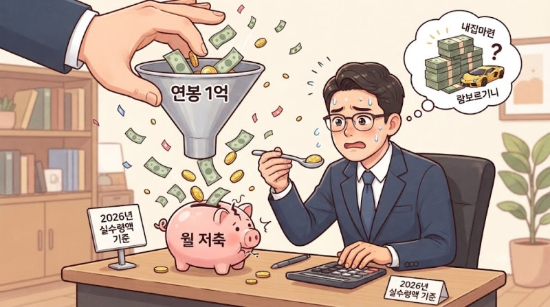 연봉 1억 월 저축 얼마가 적당할까? 2026년 실수령액 기준 계산법