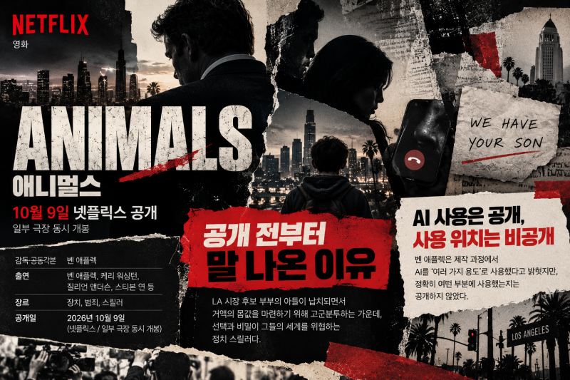 넷플릭스 Animals(짐승들), 공개도 전에 말 나온 이유… 벤 애플렉