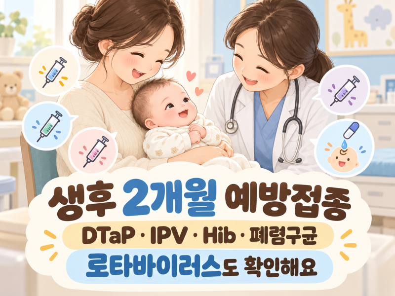 생후 2개월 예방접종 종류 총정리, 접종열 38도 39도 해열제 대처법