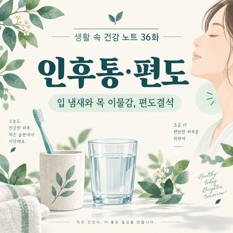 [생활 속 건강 노트 36화 · 인후통·편도] 양치해도 입 냄새와 목 이물감이 남는다면? 편도결....