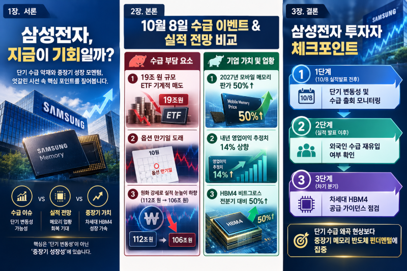 삼성전자 10월 8일, 악재 3개 겹친 단기 변동성 vs 목표주가 50만원의 진실