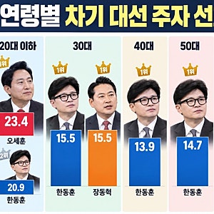 차기 보수 대통령감 여론조사 한동훈 18.7%