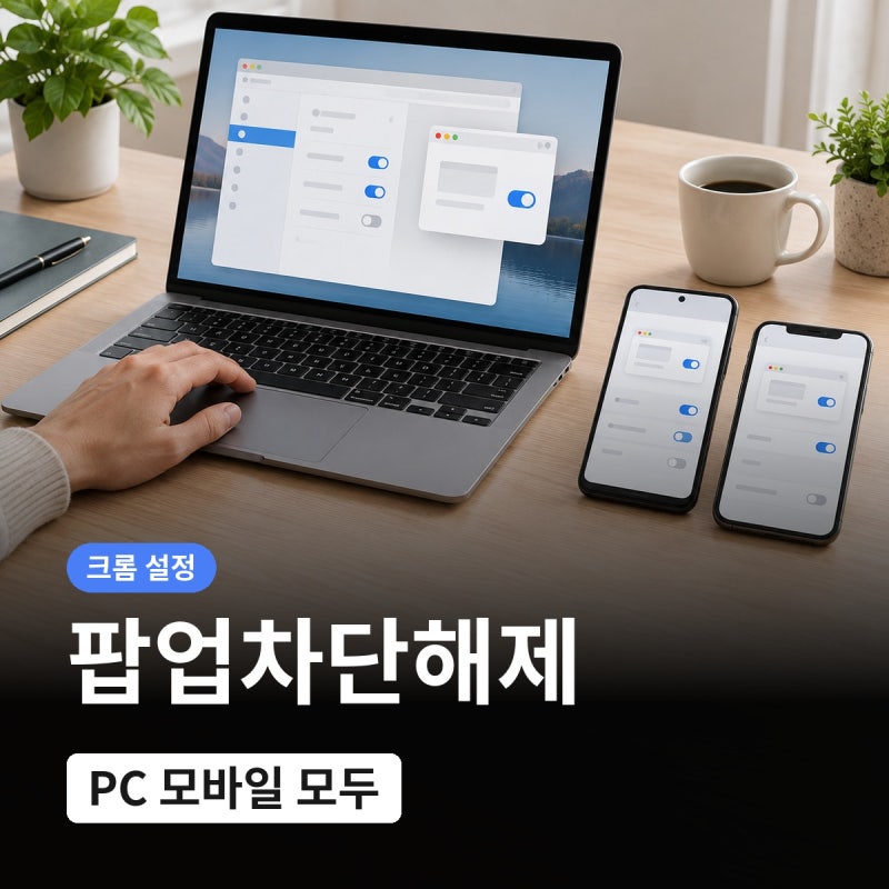 크롬 팝업차단해제 방법 PC 안드로이드 아이폰 화면별 설정 위치