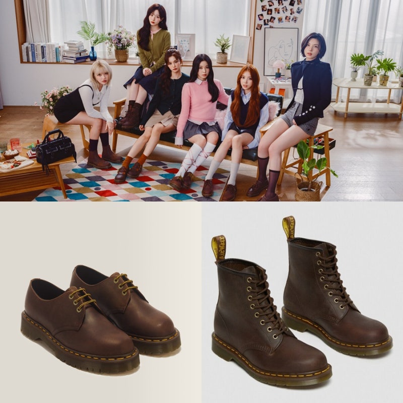 엔믹스 화보 규진, 지우 신발은 닥터마틴! AW26 글로벌 캠페인 1461 더비슈즈, 크레이지 호스 컬....