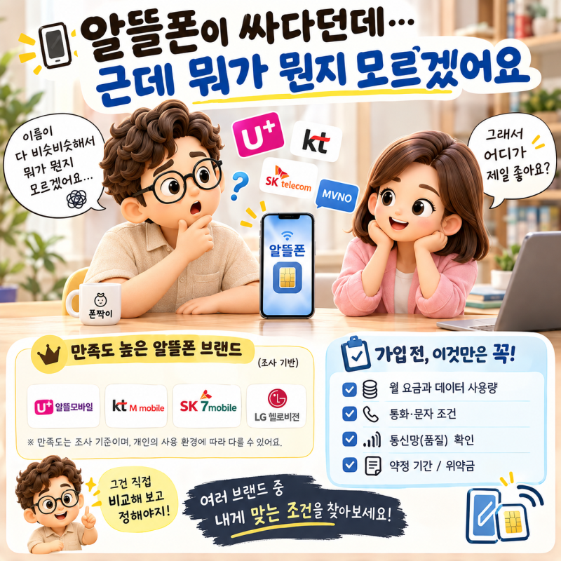 알뜰폰 뭐가 뭔지 모르겠다면? 만족도 높았던 브랜드와 고르는 기준