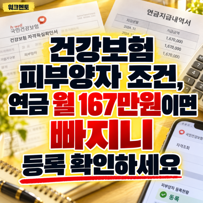 건강보험 피부양자 조건, 연금 월 167만원이면 빠지니 등록 확인하세요
