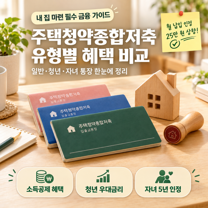 주택청약종합저축 유형별 혜택 비교 및 신청방법 완벽 정리