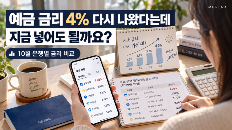 예금 금리 4% 다시 나왔다는데, 지금 넣어도 될까요? (10월 은행별 금리 비교)