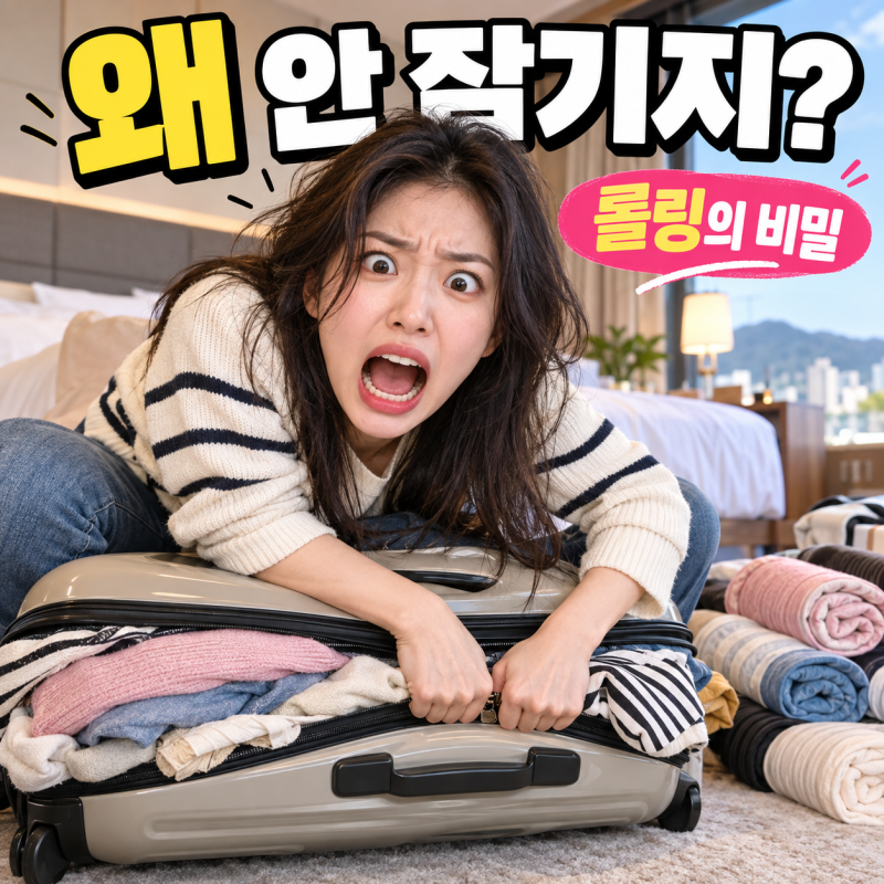 캐리어 지퍼가 안 잠겨요? 공간 2배 만드는 「롤링 기법」 짐 싸기