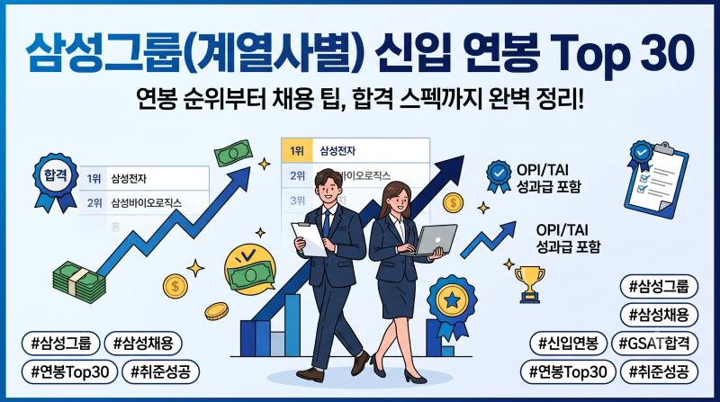 2026 삼성그룹(삼성계열사) 초봉 Top 30-평균스펙/취업가이드