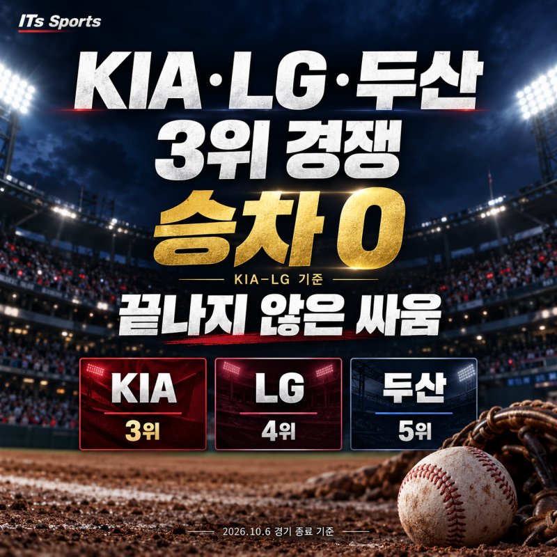 KIA·LG·두산 3위 경쟁 경우의 수｜승차는 없는데 기아가 앞선 이유, 마지막 맞대결이 변수다