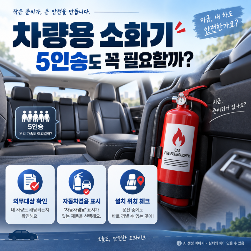 차량용 소화기, 5인승도 꼭 필요할까?