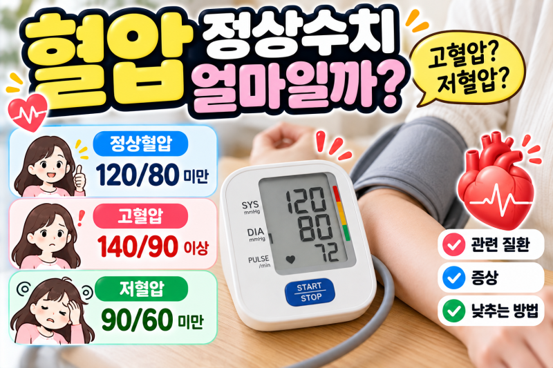 혈압 정상수치 얼마일까? 고혈압·저혈압 기준부터 증상과 낮추는 방법까지