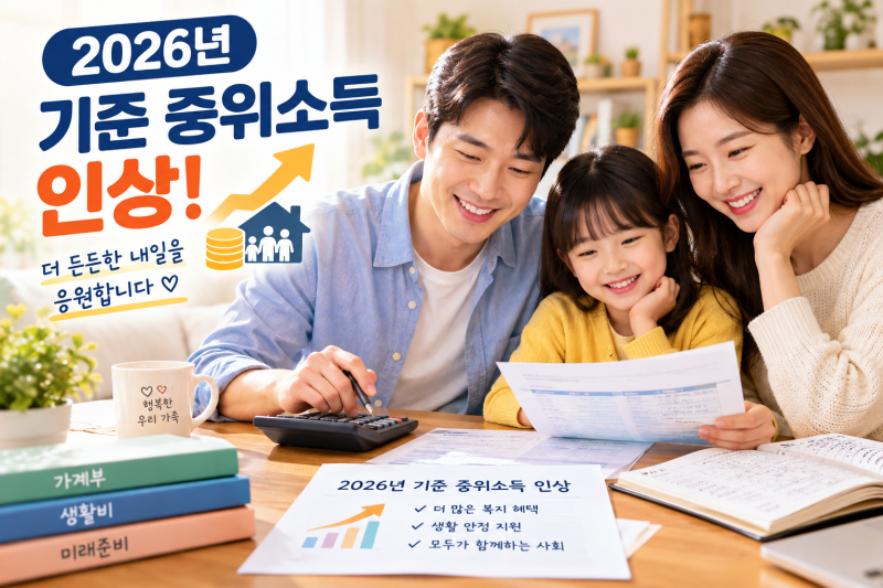 2026년 기준 중위소득 인상! 생계급여·복지 혜택 대상 조회 방법!