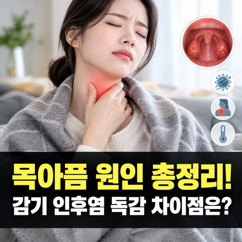 목아픔 원인 총정리! 감기 인후염 독감 차이점은?