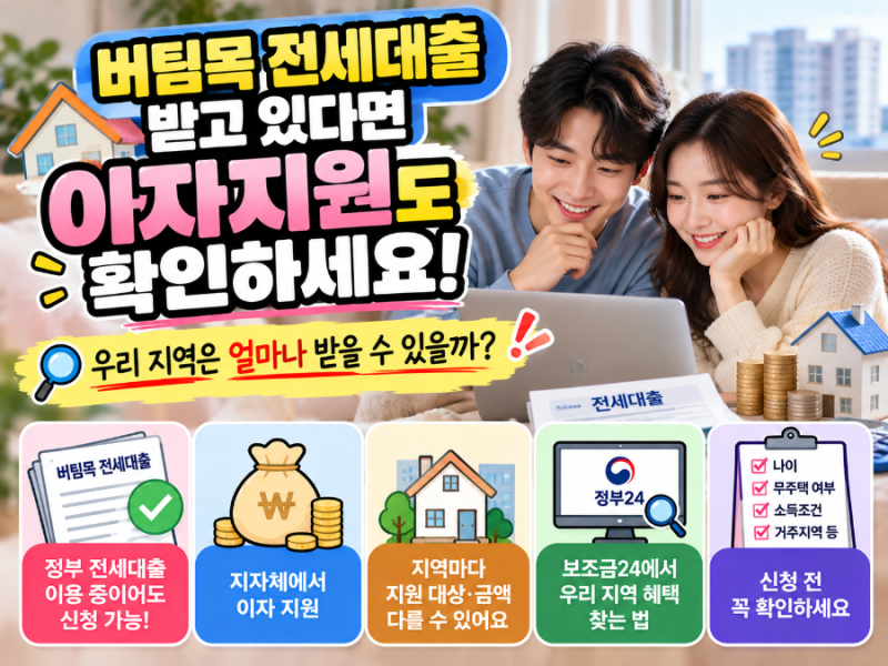 버팀목 전세대출 받았다면 이자도 지원받을 수 있습니다｜지역별 청년 전세대출 혜택 찾는 ....
