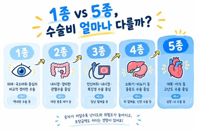 용종·백내장·담낭 수술 등, 내 보험에서 몇 종으로 나올까? - 수술비 종별 차이와, 보장구조....